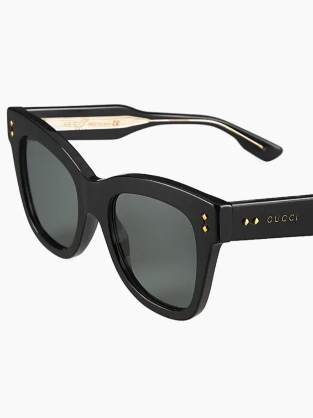 GUCCI 52MM Catseye Sunglasses - Black & Gold